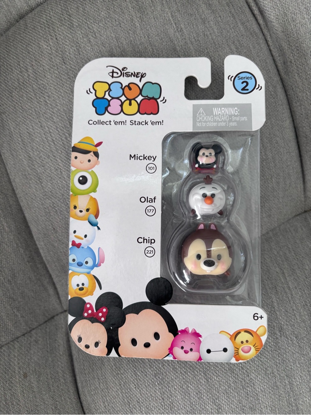 Disney Tsum Tsum Stackable Toy Pack - series 2 - 101 Mickey, 177 Olaf, 221 Chip